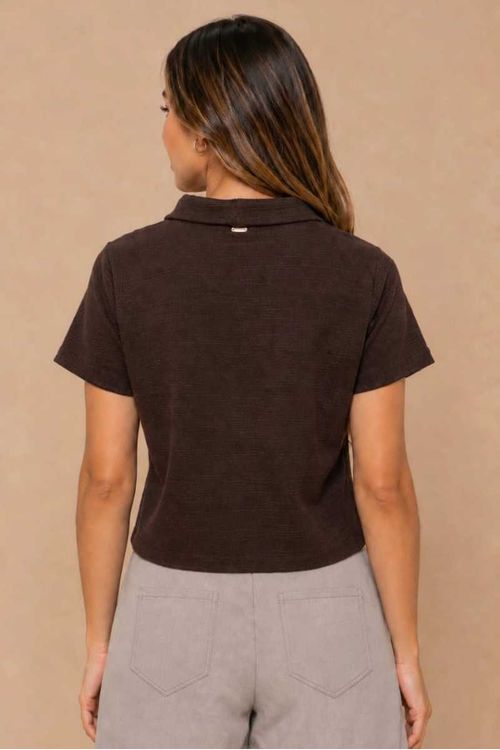 Blusa Aurora gola alta CAFE